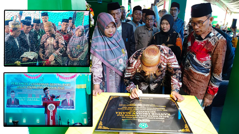 Ditandai dengan Penandatanganan Prasasti dan Pengguntingan Pita, Gedung Balai Nikah dan Manasik Haji KUA Alu Resmi Digunakan.