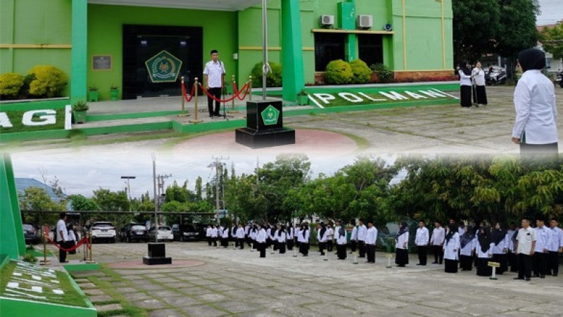 Kepala Kantor Kemenag Polman Pimpin Apel Senin, Sampaikan Penguatan Program