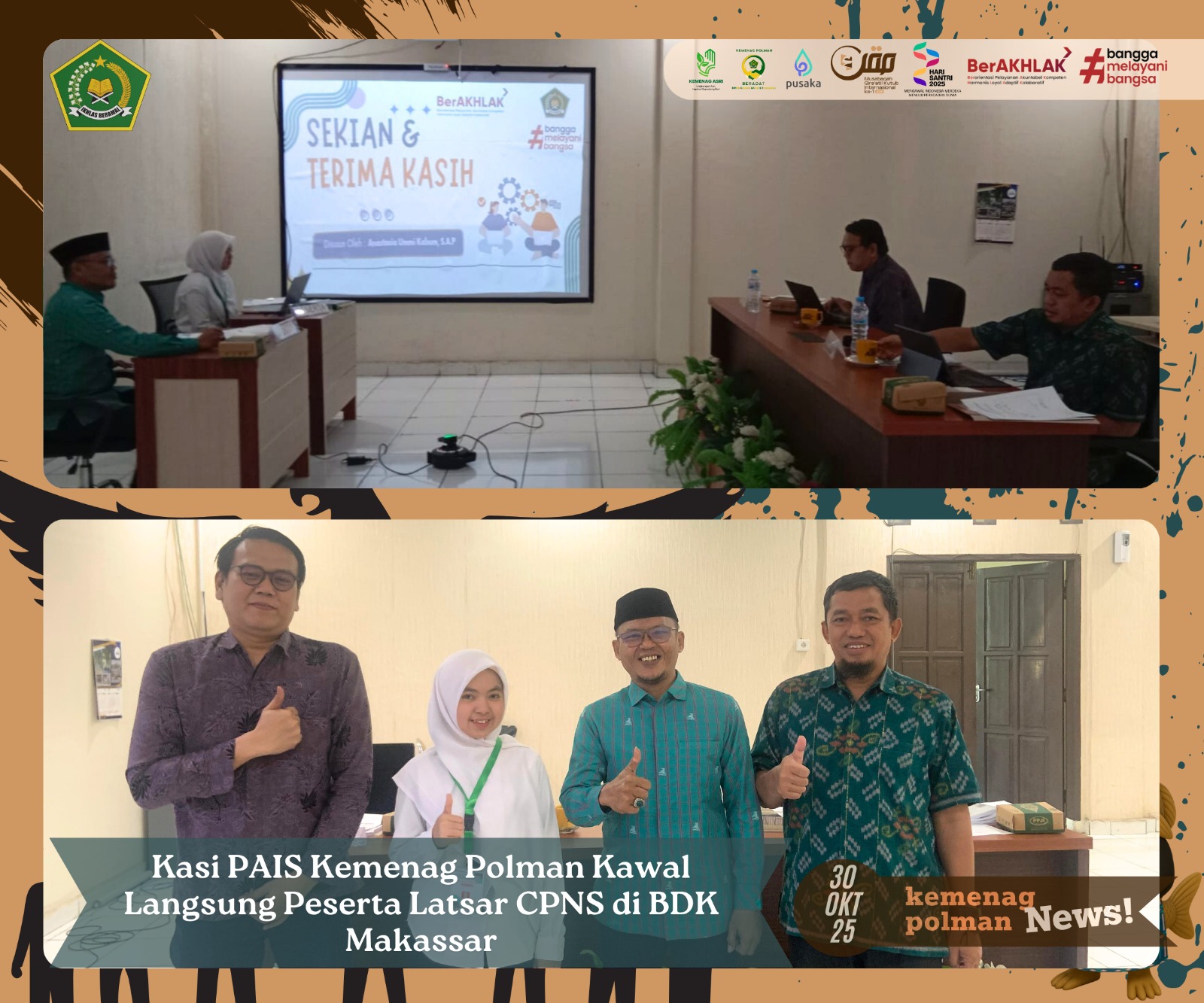 Kasi PAIS Kemenag Polman Kawal Langsung Peserta Latsar CPNS di BDK Makassar