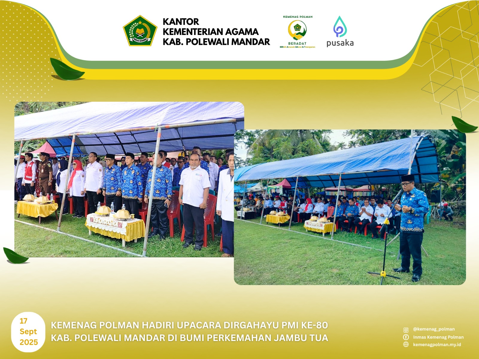 Kemenag Polman Hadiri Upacara Dirgahayu PMI ke-80 Kab. Polewali Mandar di Bumi Perkemahan Jambu Tua