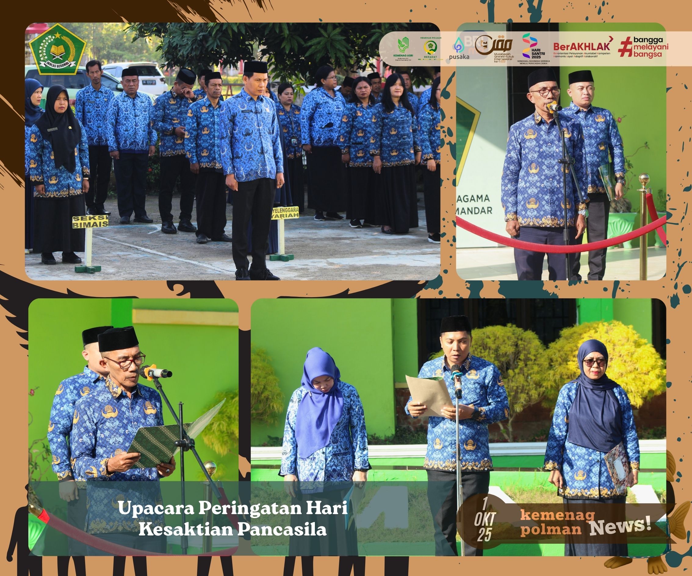 Upacara Peringatan Hari Kesaktian Pancasila di Kemenag Polewali Mandar Berlangsung Khidmat