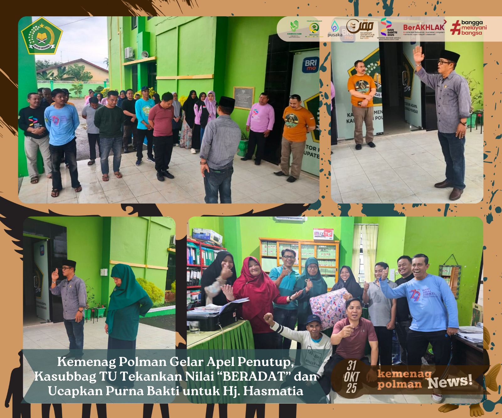 Kemenag Polman Gelar Apel Penutup, Kasubbag TU Tekankan Nilai “BERADAT” dan Ucapkan Purna Bakti untuk Hj. Hasmatia