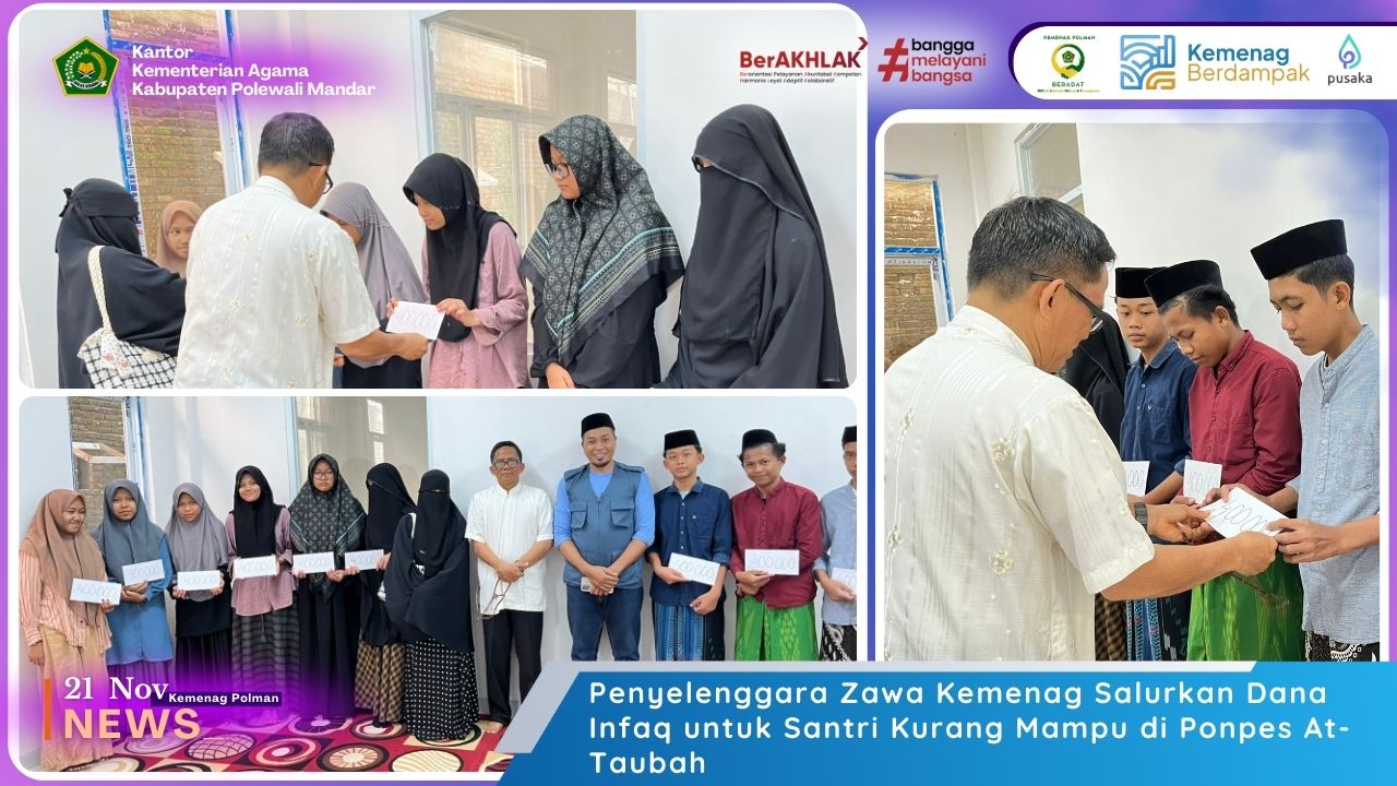 Penyelenggara Zawa Kemenag Salurkan Dana Infaq untuk Santri Kurang Mampu di Ponpes At-Taubah