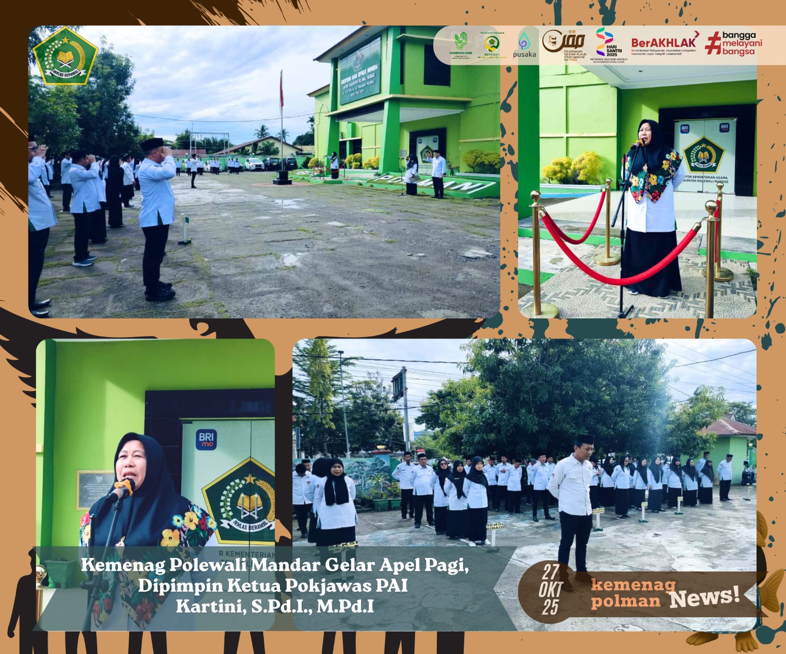 Kemenag Polewali Mandar Gelar Apel Pagi, Dipimpin Ketua Pokjawas PAI Kartini, S.Pd.I., M.Pd.I