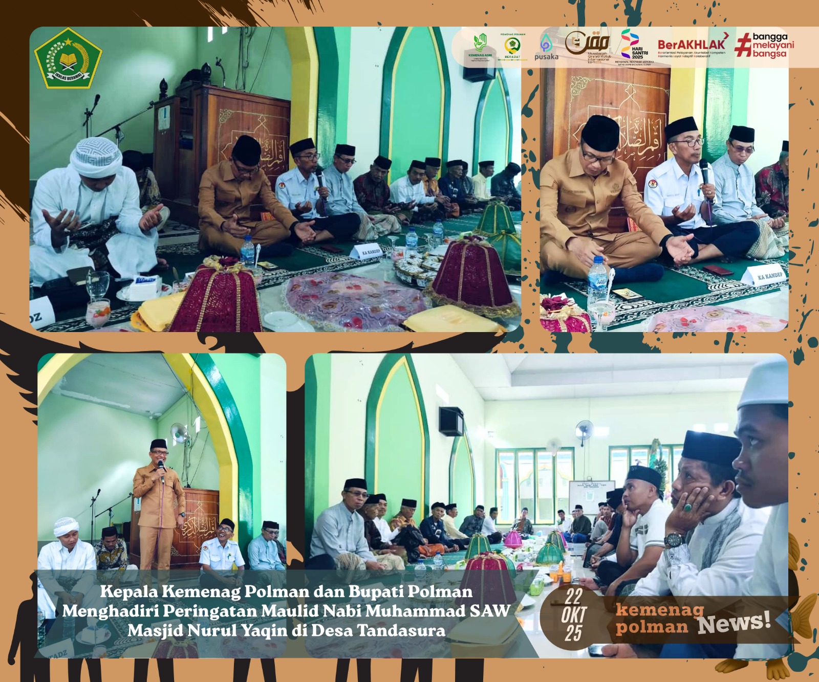 Kepala Kemenag Polman dan Bupati Polman Hadiri Peringatan Maulid Nabi Muhammad SAW di Masjid Nurul Yaqin Desa Tandasura
