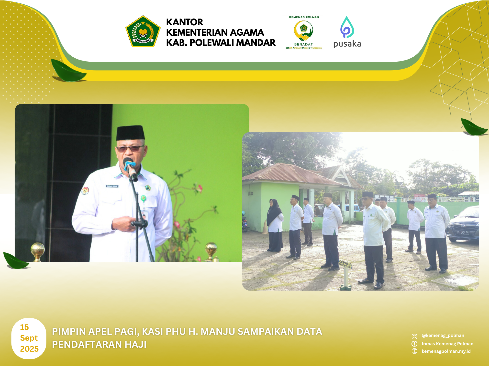 Pimpin Apel Pagi, Kasi PHU H. Manju Sampaikan Data Pendaftaran Haji