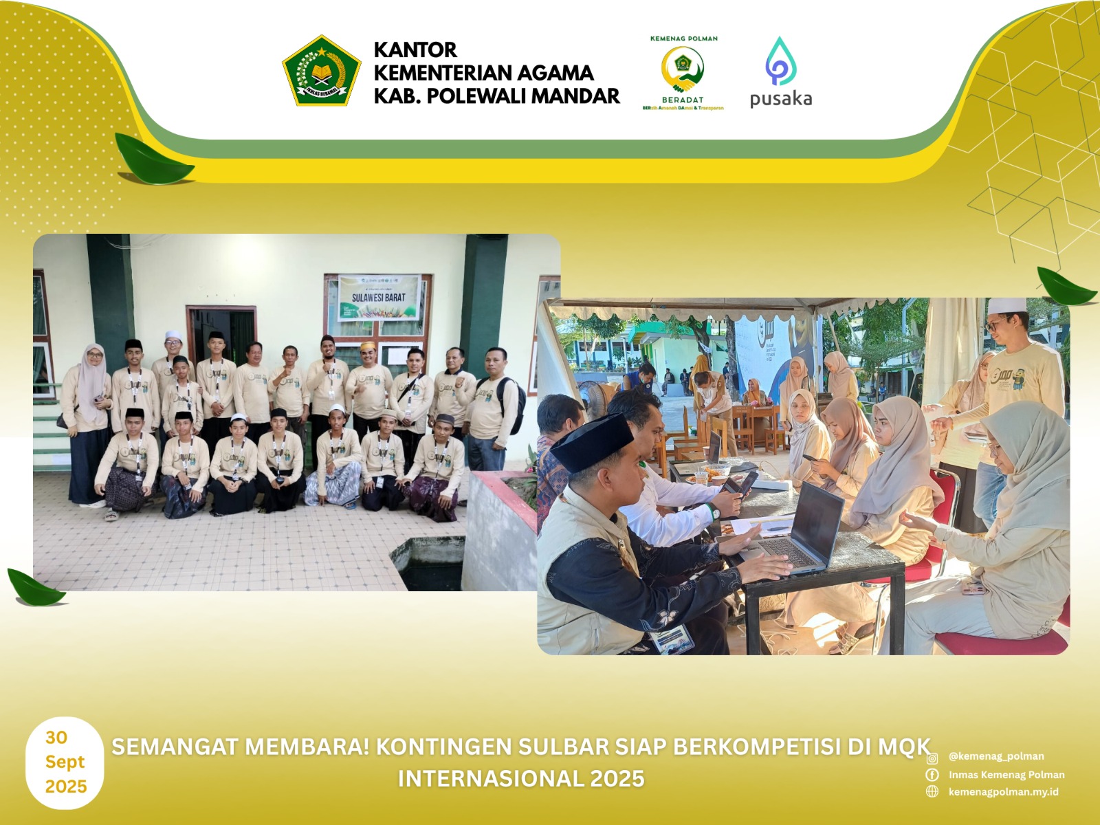 Semangat Membara! Kontingen Sulbar Siap Berkompetisi di MQK Internasional 2025