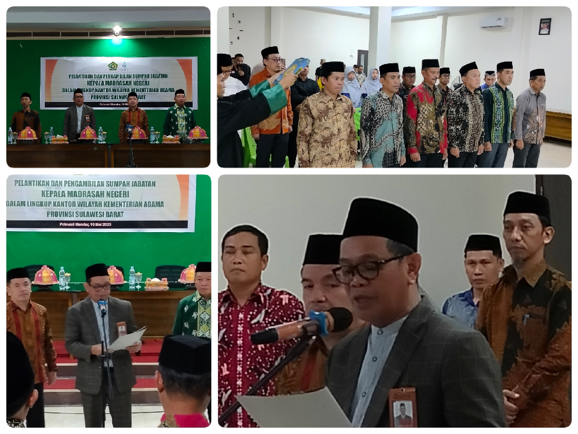 Kakanwil Kemenag Sulbar Lantik Enam Kepala Madrasah Negeri