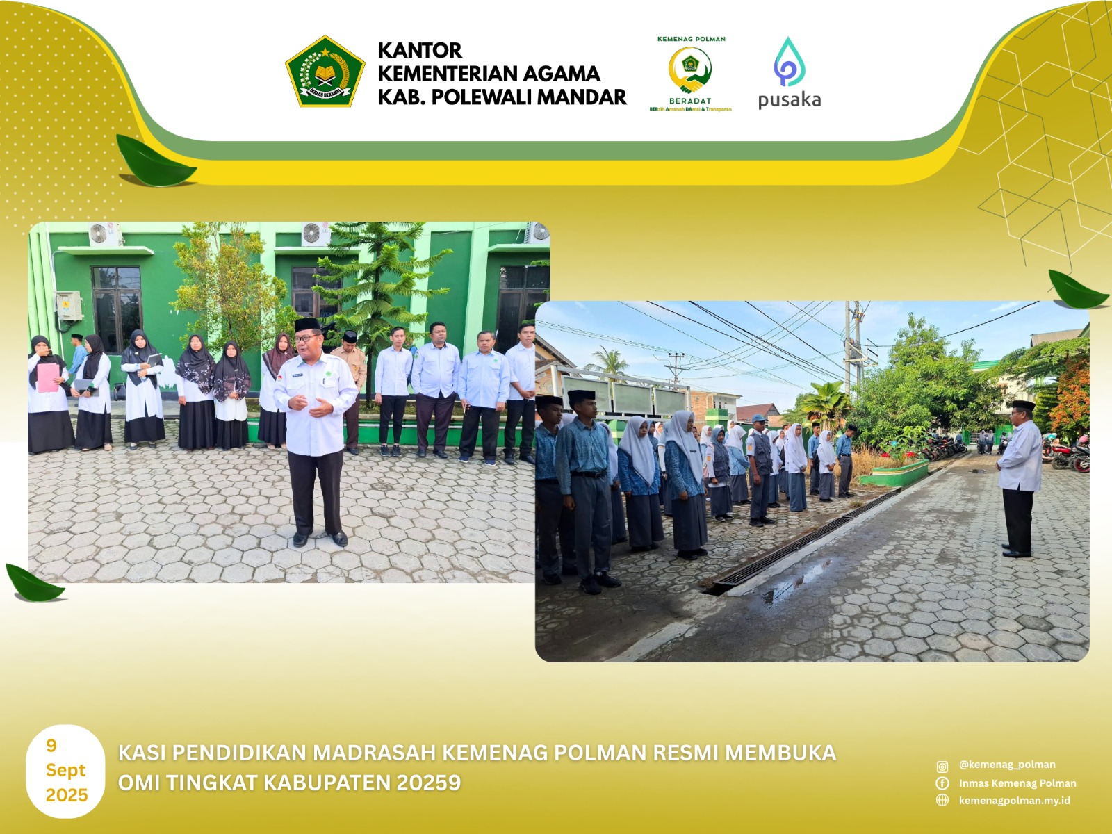 Kasi Pendidikan Madrasah Kemenag Polman Resmi Membuka OMI Tingkat Kabupaten 2025